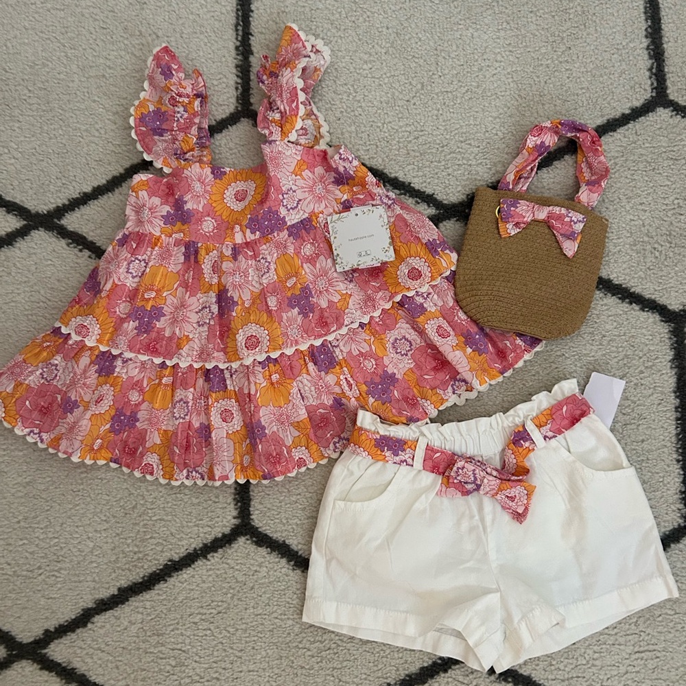 Haute Hippie Kids Floral Pink and Purple Top